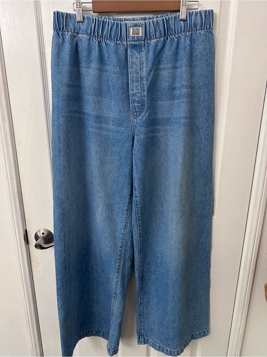 MOTHER Pants - MOTHER SNACKS! Blue Elastic Waist Wide Leg Pull On Denim Pants XL NWOT